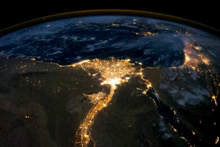 Nile River Delta At Night