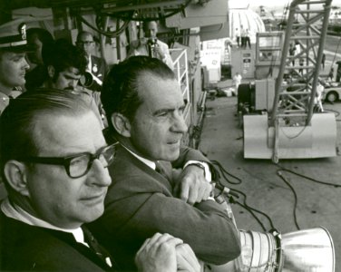President Nixon And Dr Paine Wait To Meet Apollo 11 Astronauts photo