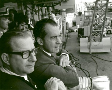 President Nixon And Dr Paine Wait To Meet Apollo 11 Astronauts