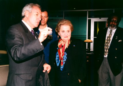 Madeleine Albright And Daniel Goldin Wait For STS-88 Launch