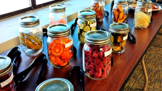 Dried Fruits And Vegetables Ready For Sampling photo