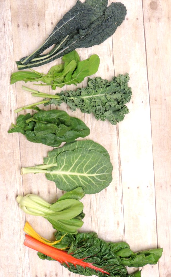 Leafy GreensLacinato KaleArugulaCurly KaleSpinachCollardsBok ChoyRainbow Chard