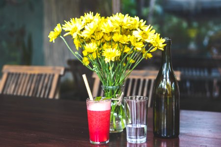 Raspberry Lemonade On A Wooden Table Iced Summer Drink photo