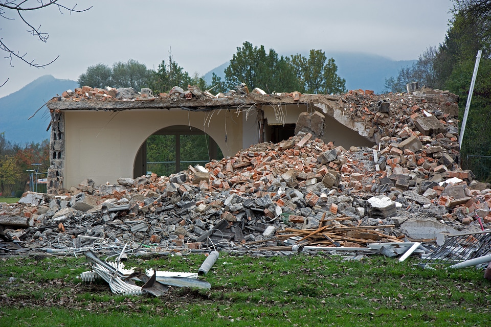 Destroyed building demolition