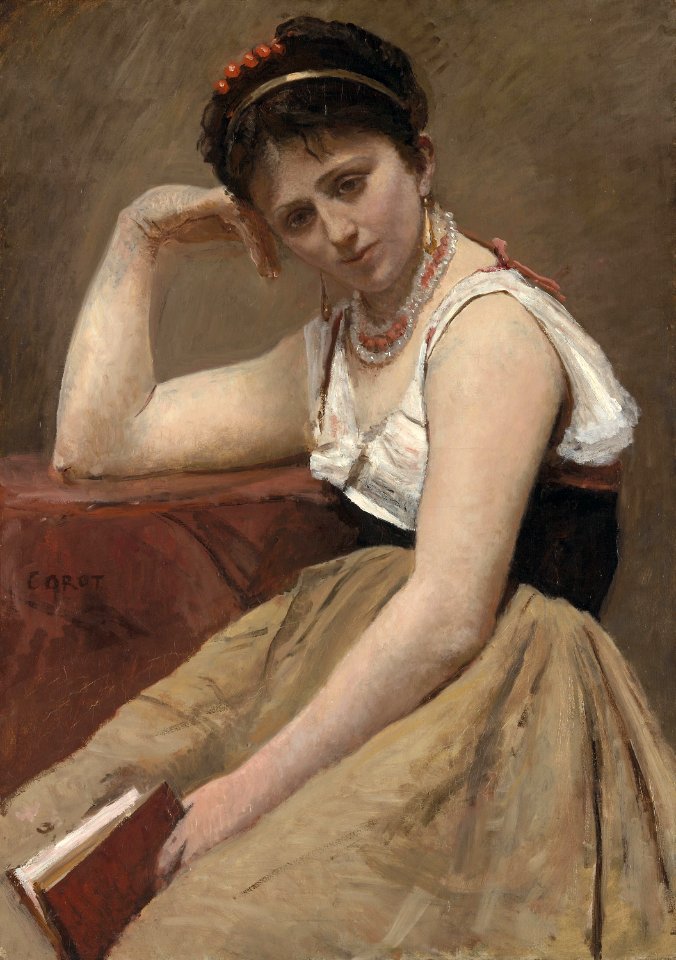 Jean Baptiste Camille Corot - Interrupted Reading - 1922.410 - Art Institute of Chicago