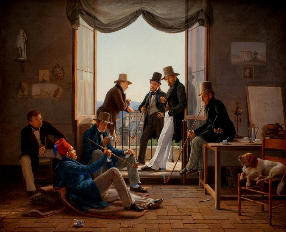 Constantin Hansen, Et selskab af danske kunstnere i Rom, 1837, KMS3236, SMK