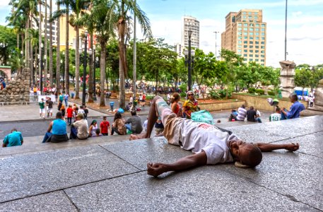 Man sleeping on Catedral Metropolitana de So Paulo