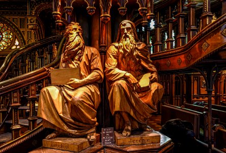 Wood Sculptures Christ sitting and teaching Saint Peter and Saint Paul on Notre-Dame de Montral Basilica