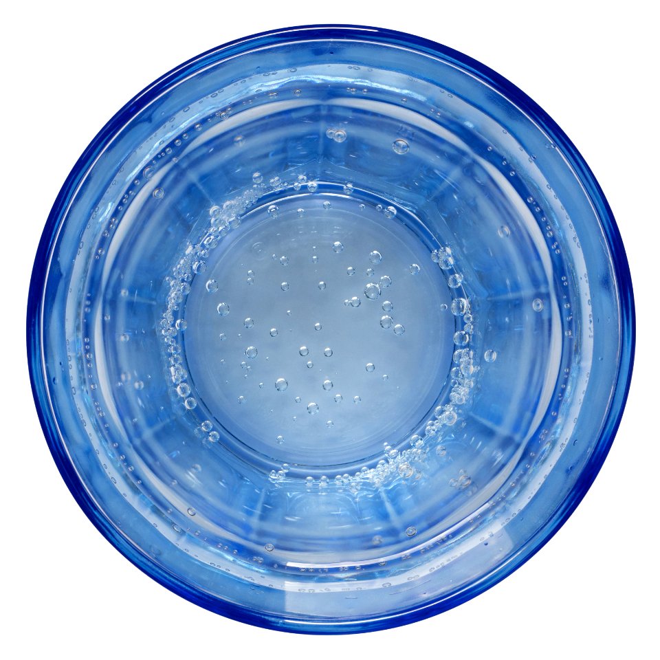 Blue glass with carbonated water