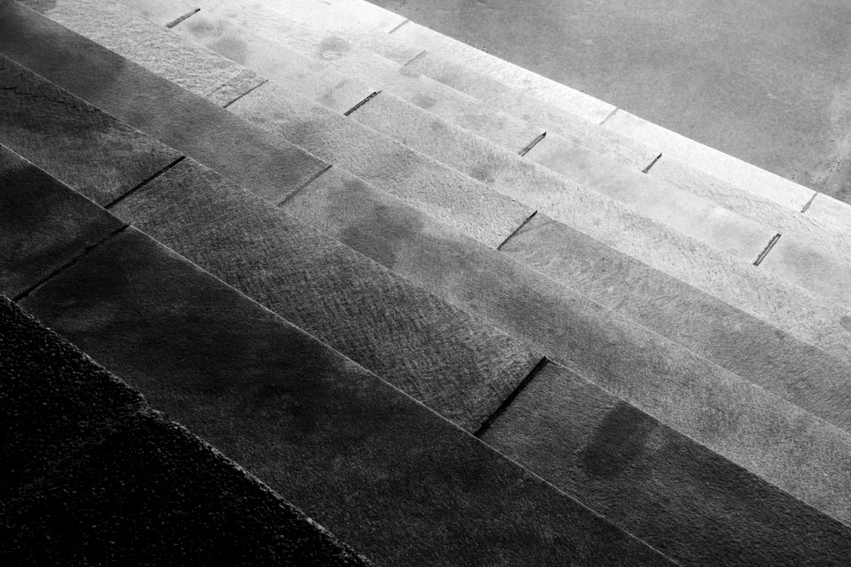 Nine steps stair in Lysekil - bw
