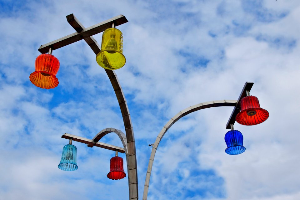 Colored street lamps prater Vienna