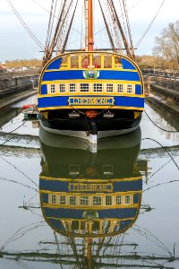 LHermione stern reflection Rochefort sur Mer