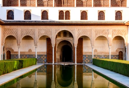 Patio de los Arrayanes detail Alhambra Granada Spain
