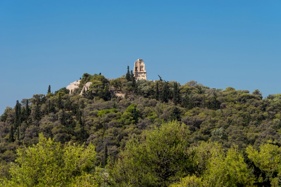 Philopappou Hill from Acropolis Athens, Greece