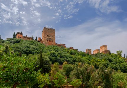 Alhambra from below Paseo de los Tristes Granada Spain