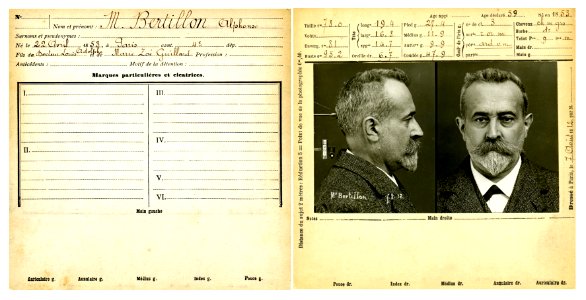 Bertillon, Alphonse, fiche anthropomtrique recto-verso