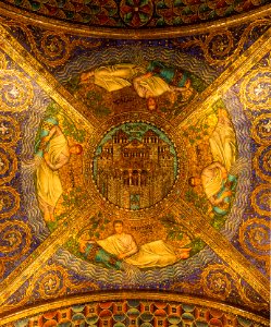 Ceiling Civitas Dei, Entrance of the Cathedral, Aachen, Germany
