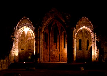 Church of the virgin of the burgh Rhodes 14th century night