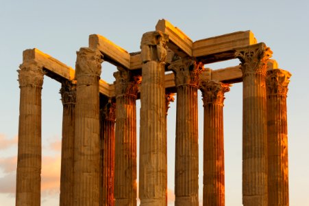 Evening columns Zeus temple Athens photo