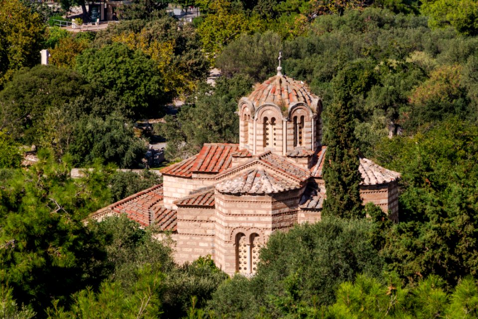 Holy Apostles church ancient agora from Acropolis Athens