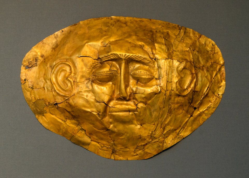Mycene gold mask 1 NAMA Athens Greece