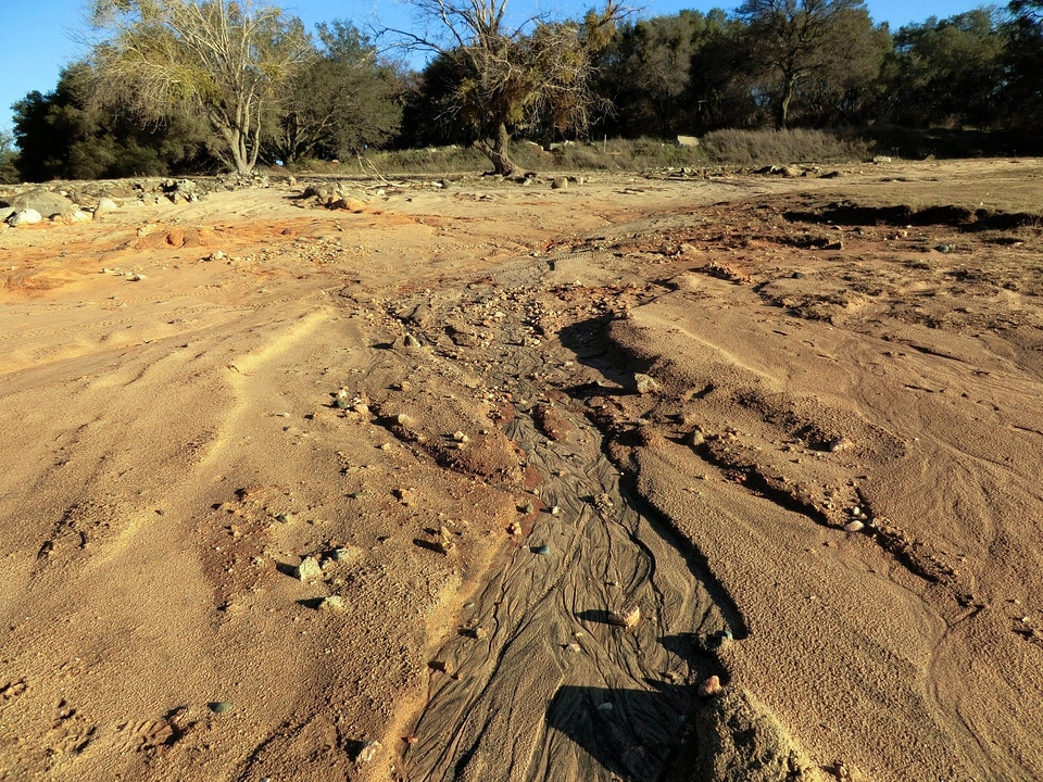 Eroded rivulet shore