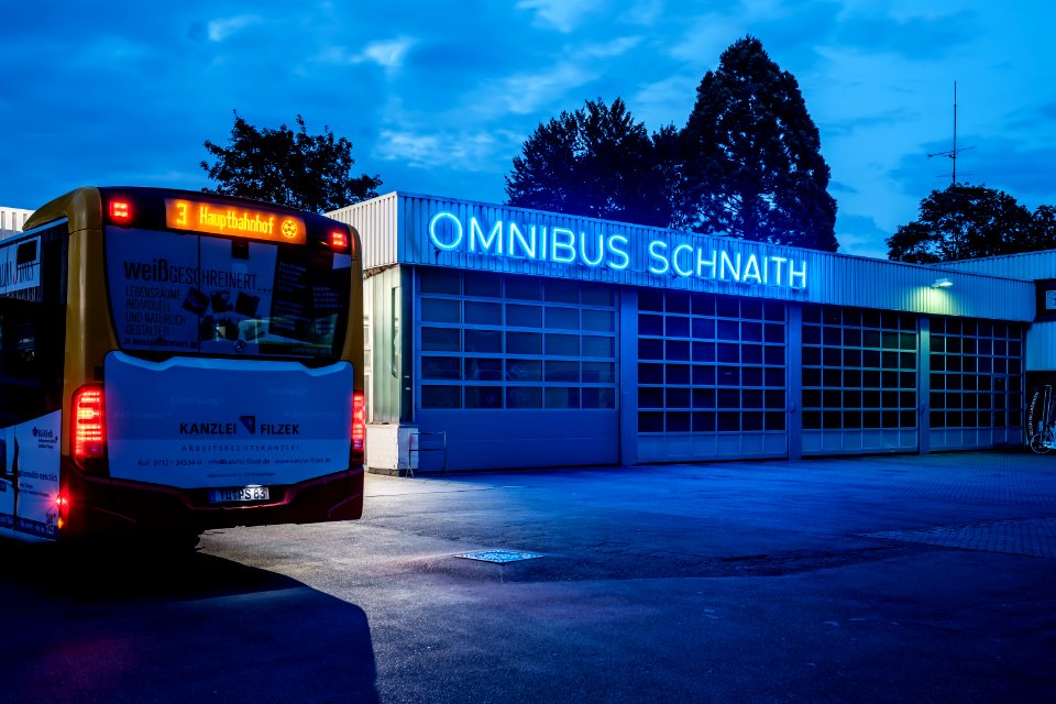 Omnibus Schnaith in Tbingen at the blue hour by bus