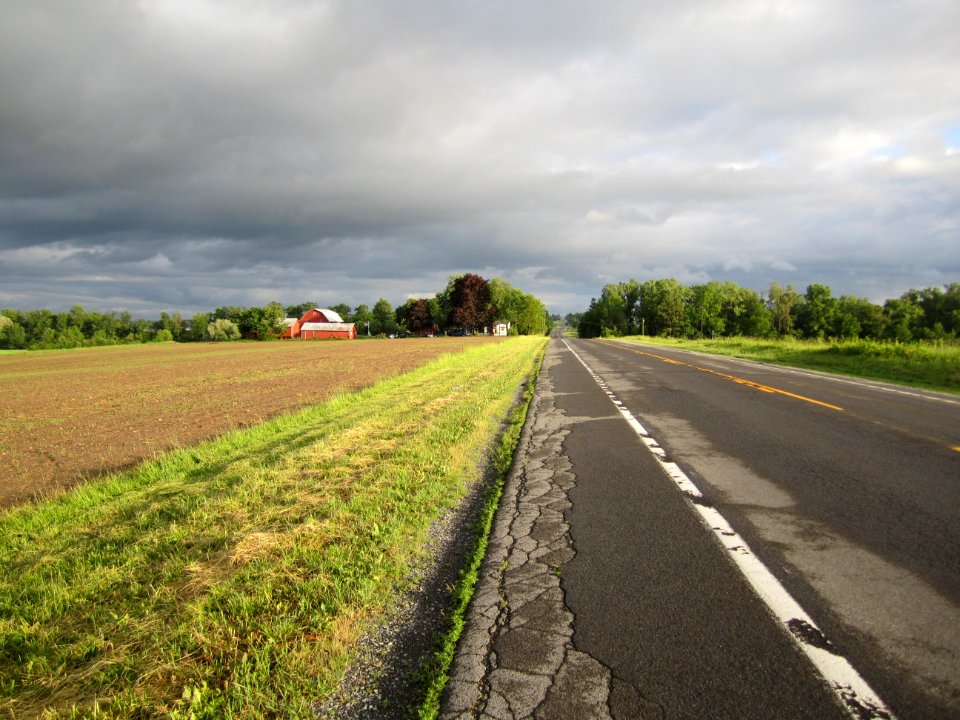 View down country road in May