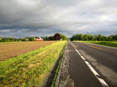 View down country road in May