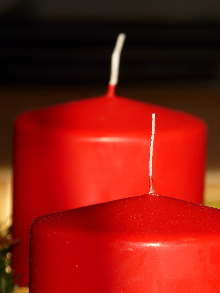 Wax candle red wick