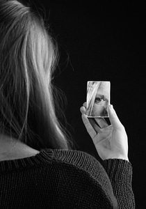 Girl mirror black photo