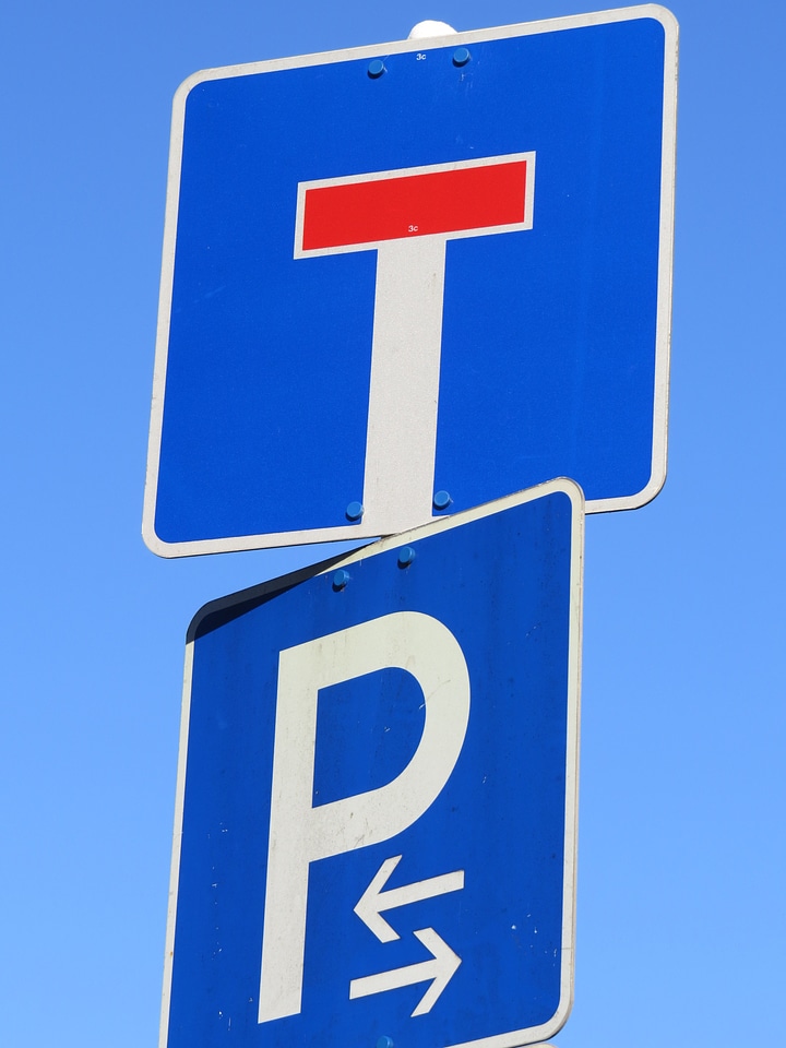 Blue traffic signs road sign