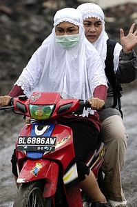 Riding motorcycle close-up