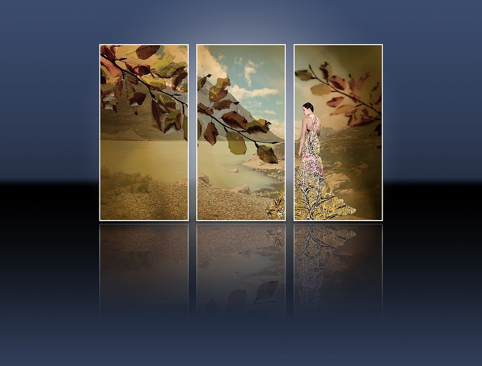 Woman mountains background