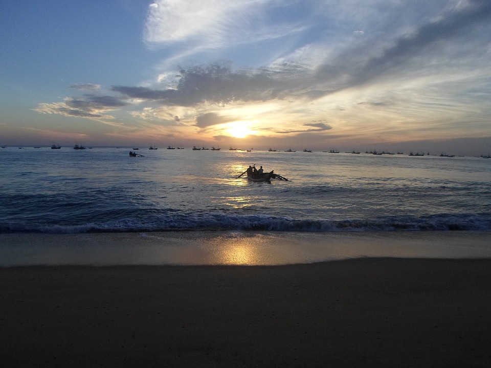 Sea water sunset photo