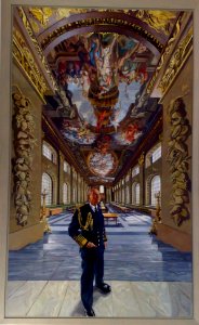 ADMIRAL OF THE FLEET - THORNTON LEWIN - PAINTING OF THE PAINTED HALL , OLD ROYAL NAVAL COLLEGE BY JOHN WONNACOTT - GREENWICH MARITIME MUSEUM - LONDON - UK photo
