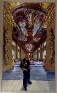 ADMIRAL OF THE FLEET - THORNTON LEWIN - PAINTING OF THE PAINTED HALL , OLD ROYAL NAVAL COLLEGE BY JOHN WONNACOTT - GREENWICH MARITIME MUSEUM - LONDON - UK