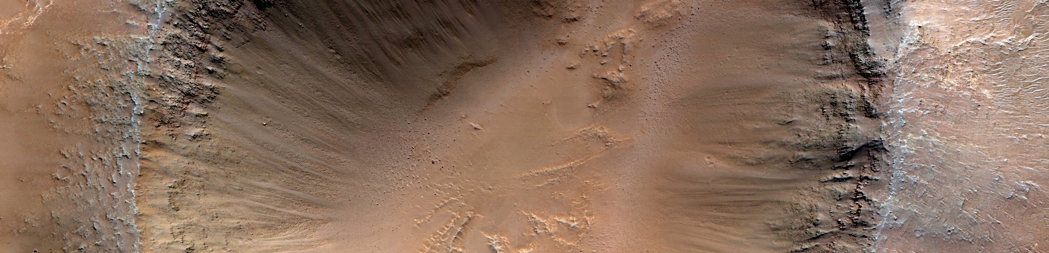 Mars - Crater Exposing Layers Filling Larger Crater