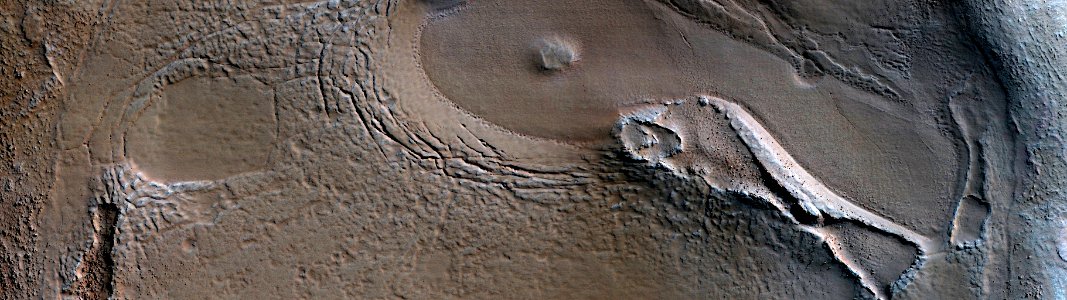 Mars - Crater Filled with Lobate Mantling Deposits and Ridges photo