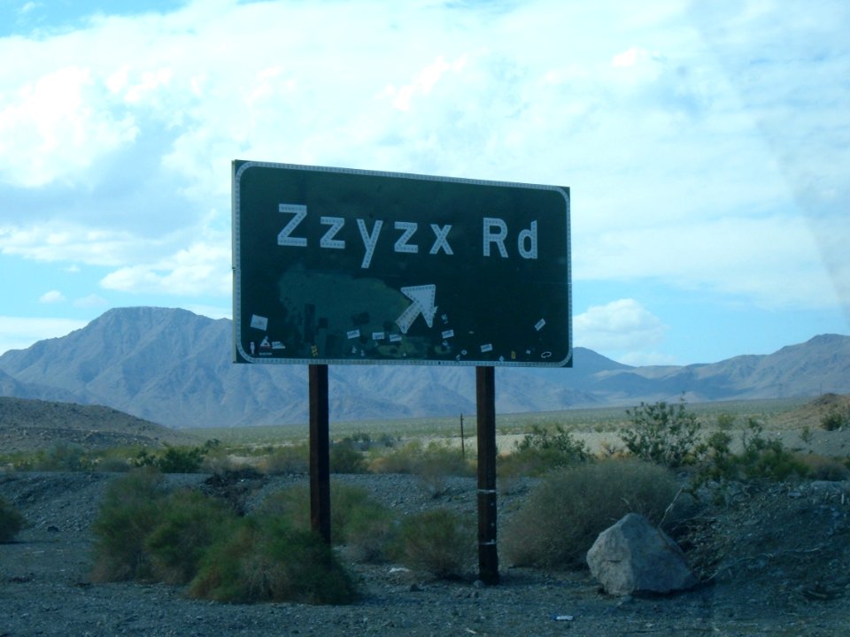 Zzyzx Road Sign