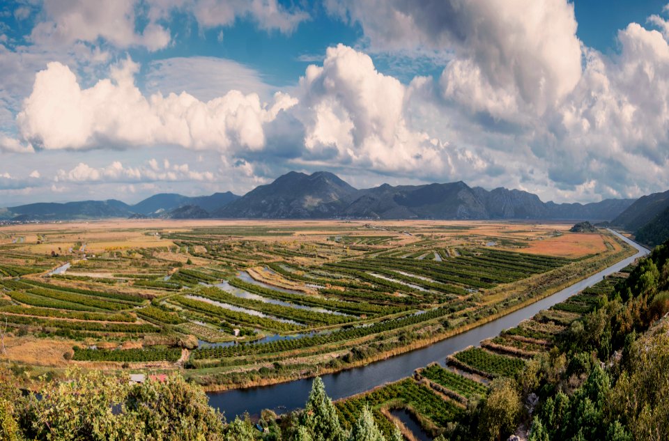Panorama of Mandarin from the Neretva River valley
