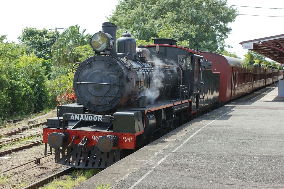 Passenger train puffing billy steam powered