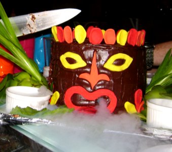 Dry ice breathing Tiki cake