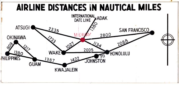 Distance chart at the NAF Hangar, left over from the Clipper era