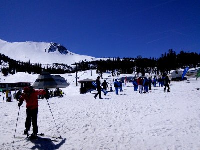 The ski school area next to the Main Lodge