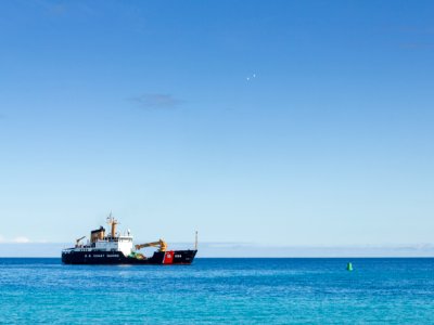 The U.S. Coast Guard Cutter Kukui departs Midway with 28 juvenile Laysan ducks that are being translocated to Kure Atoll as part of the USFWS Species Recovery Plan