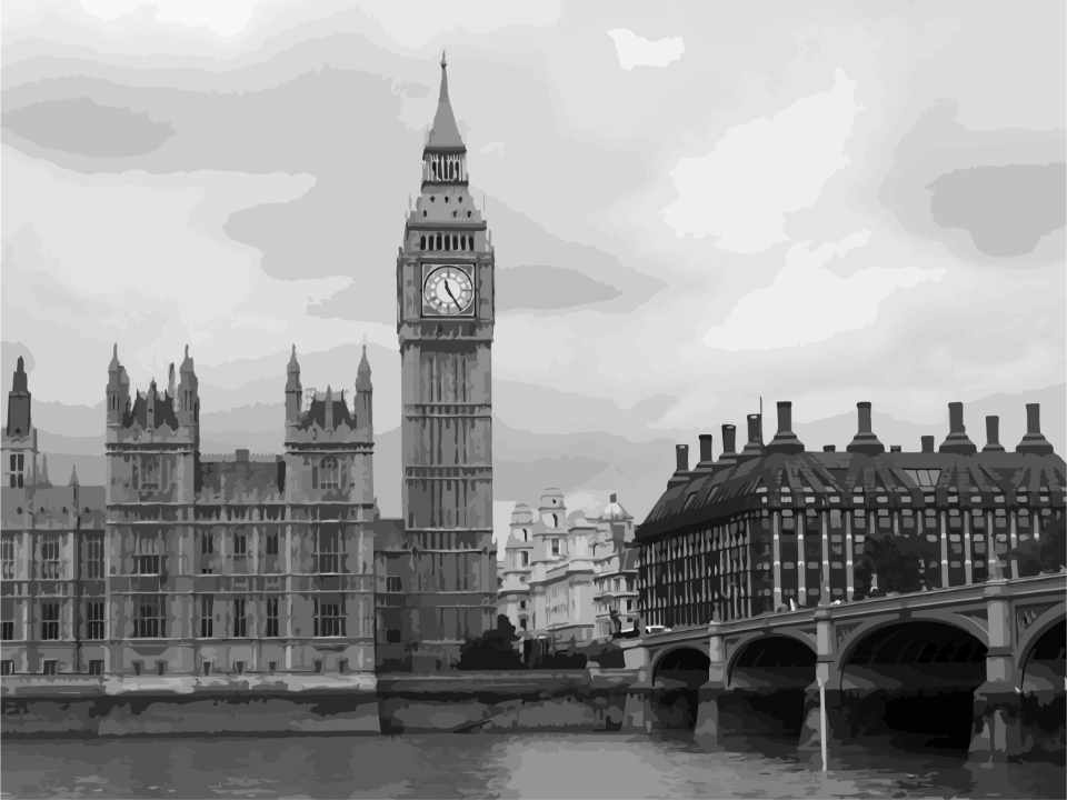 Big Ben - Greyscale, Vectorized