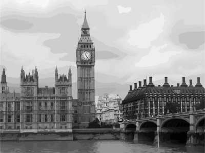 Big Ben - Greyscale, Vectorized