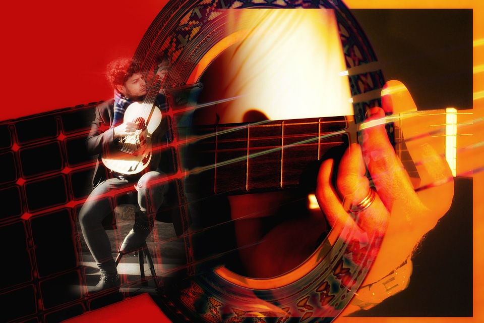 Handle guitar grip strings