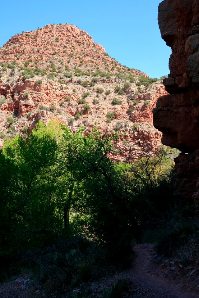 Steep canyon walls, distant heights, and shade!